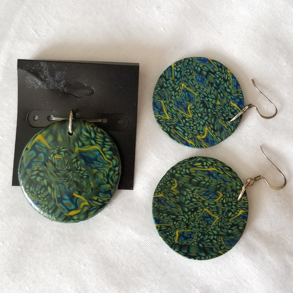 One of a Kind Hand Crafted Pendant & Earring Set